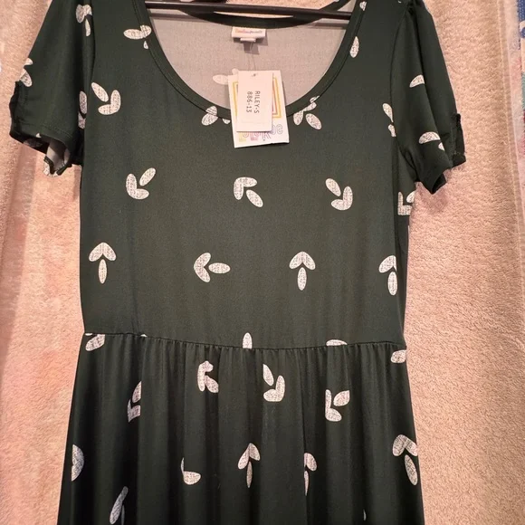 LuLaRoe Dark Green Dress with White Accents - Picture 6 of 6